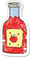 retro distressed sticker of a cartoon ketchup png