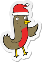 adesivo de um robin de natal de desenho animado usando chapéu png