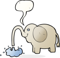 caricatura, elefante, chorros, agua, con, burbuja del discurso png