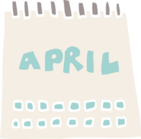 tecknad serie klotter kalender som visar månad av april png