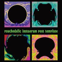 psychedelic instagram post template bundles vector