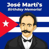 Jose Marti's Birthday. The Day of Cuba Jose Marti's Birthday illustration vector background. Vector eps 10