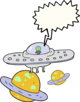 speech bubble cartoon flying saucer in space png