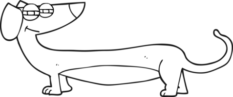 perro salchicha de dibujos animados en blanco y negro png