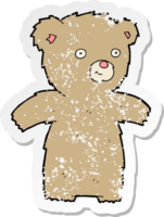 retro distressed sticker of a cartoon teddy bear png