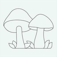 One line hand drawn mashroom outline vector illustration