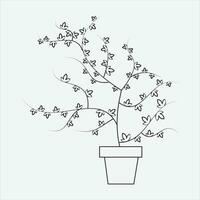 one line hand drawn tree outline vector illustration