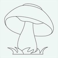 One line hand drawn mashroom outline vector illustration