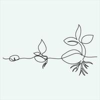 Continuous line hand drawing vector illustration tree art