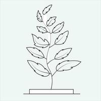 one line hand drawn tree outline vector illustration