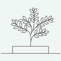 one line hand drawn tree outline vector illustration