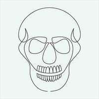 one line hand drawn skull outline vector illustration