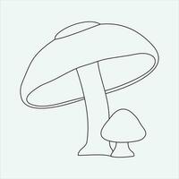 One line hand drawn mashroom outline vector illustration