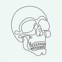 one line hand drawn skull outline vector illustration