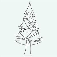 Continuous line hand drawing vector illustration tree art