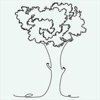 one line hand drawn tree outline vector illustration
