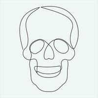 one line hand drawn skull outline vector illustration