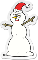 pegatina de un muñeco de nieve infeliz de dibujos animados png