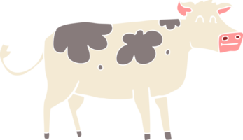 illustration en couleur plate d'une vache de dessin animé png