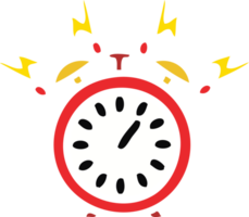 flat color retro cartoon ringing alarm clock png