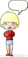 cartoon woman with crossed arms with speech bubble png