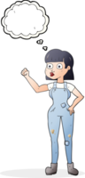 thought bubble cartoon woman clenching fist png