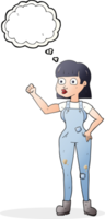 pensamento bolha desenho animado mulher aperto punho png