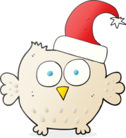 dessin animé petit hibou portant un chapeau de noël png