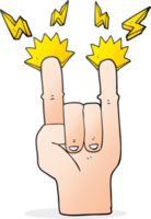 tecknad hand gör rock symbol png