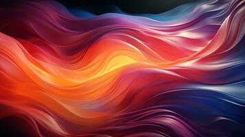 AI generated abstract background with smooth lines in red, orange and blue colors photo