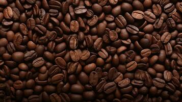 AI generated TOP VIEW COFFEE BEANS ROASTED TEXTURE BACKGROUND photo