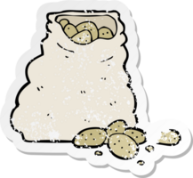 retro distressed sticker of a cartoon sack of potatoes png