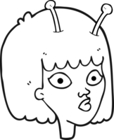 noir et blanc dessin animé femelle extraterrestre png