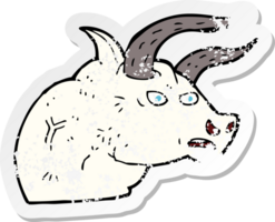 pegatina retro angustiada de una cabeza de toro enojado de dibujos animados png