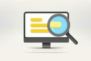 Business analytics comcept with magnifier. 3d vector illustration