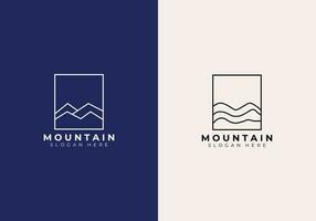 mountain line art logo adventure simple and minimalist, vector vintage illustration design