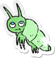 autocollant rétro en détresse d'un petit insecte de dessin animé png