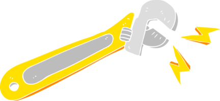 illustration en couleur plate d'une clé à molette de dessin animé png