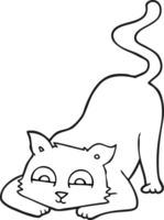 svart och vit tecknad serie katt png