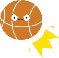 baloncesto de dibujos animados retro de color plano png