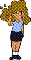 cartoon doodle girl playing with hair png