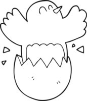 black and white cartoon hatching egg png