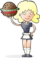 serveuse de dessin animé avec burger png