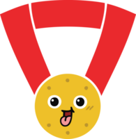 medalla de oro de dibujos animados retro de color plano png