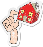 retro distressed sticker of a cartoon housing market png