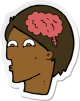 sticker of a cartoon head with brain symbol png