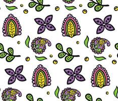 bright pattern with stylized ethnic purple flowers, vector illustration
