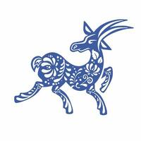 goat with retro painted blue, vector illustration eps 10