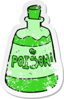 retro nödställda klistermärke av en tecknad flaska med gift png