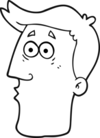 black and white cartoon male face png